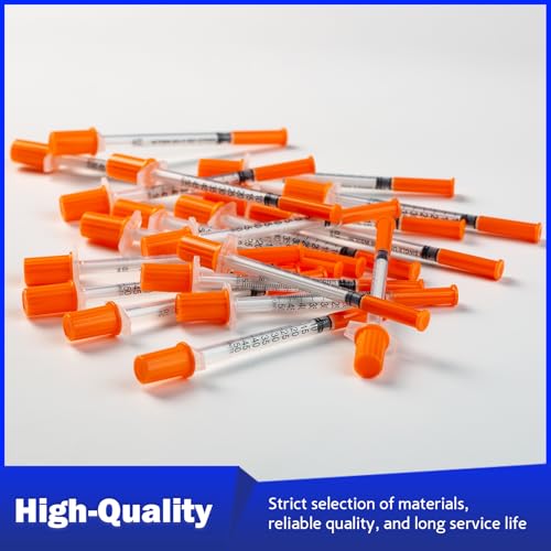 Syringes 0.5ml 31 Gauge 1/2 Inch 13mm Disposable Lab Supplies, Pack of 100 | U-100, Single-Use, Smooth & Leak-Proof, Individually Wrapped - size: 0.5ML 31G 1/2" 13MM