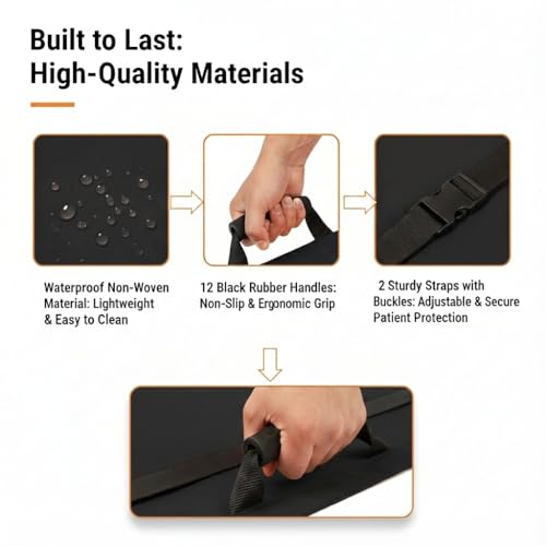 Portable Transport Stretcher with 12 Rubber Handles & Carrying Bag – Dog Stretcher & Gurney, Patient Animal Mover for Emergency Casualty Evacuation, 400lbs Capacity（Black） - color: Black2Pack, size: Two-Pack