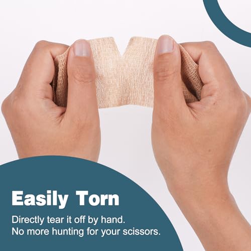 AZEN 16 Pack Self Adhesive Bandage Wrap, 2" X 5 Yards Elastic Cohesive Bandage Wrap, Skin Color Athletic Tape, Vet Wrap, Ankle Tape, Tattoo Grip Tape Wrap - color: Beige, size: 2IN - 16Pack