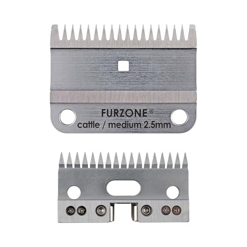 FURZONE A2 Large Animal Clipper Blade (Cattle/Medium) - 2 in 1 Set (18&17 Teeth), Cattle Grooming Replacement Blade, Professional Stress-Free Grooming, 3/32-inch/2.5mm Cut Length - size: Cattle/Medium 2.5mm