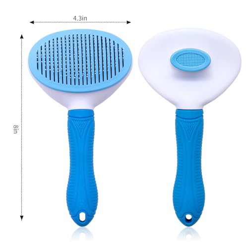 Aogeili Self-Clean Slicker Brush, Deshedding Comb for Dogs Cats Rabbits | One-Click Release Removes Loose Undercoat, Mats & Tangles, for Long & Short Hair Shedding Pets - color: Blue