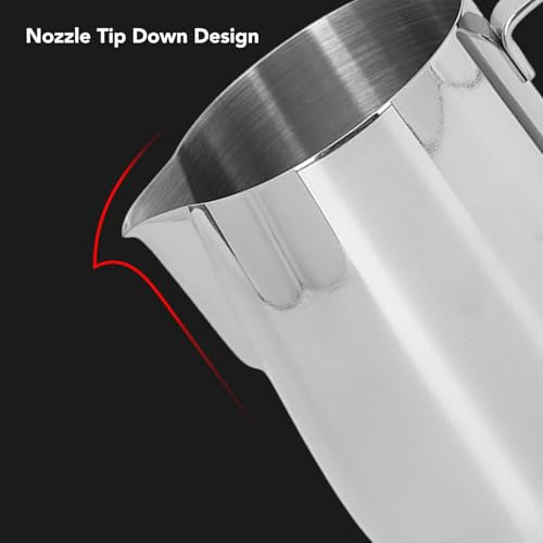 304 Stainless Steel Milk Frothing Pitcher Silky Latte Art Perfect Cappuccinos Measuring Cup for Baristas (350ML) - size: 350ML