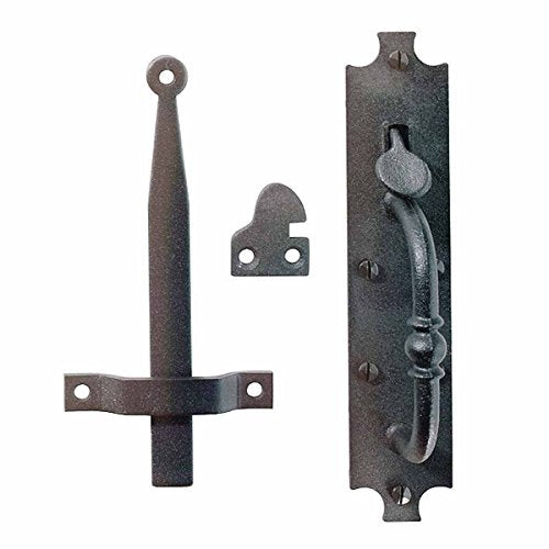 Renovators Supply Manufacturing Black Cast Iron Norfolk Thumb Door Latch Colonial Style with Mounting Hardware - color: 8-inch Norfolk, size: Pack of 1