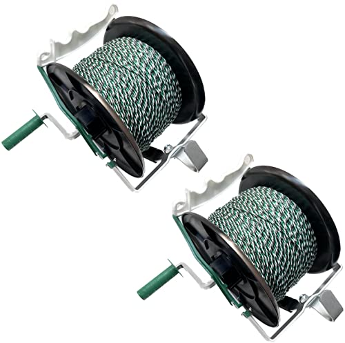 PK2 Electric Fence Polywire 9 Conductors 1312 Feet Pre-Spooled on 3:1 Standard Geared Reel with 1 Free Insulgrip - size: 1312 ft x 9 wires x 2 standard reel