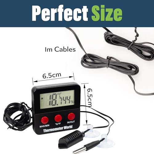 Digital Reptile Thermometer and Humidity Gauge Remote Probes – Terrarium Reptile Hygrometer Thermo Humidor Tank Cage Incubator Brooder Indoor Outdoor