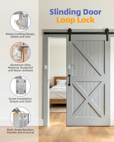 Sliding Door Loop Lock, Patio Door Latch, Silver-2PCS | Multi-Angle Mounting Security U-Bolt Locks with Locking Design for Barn Door, Closet, Window, Balcony, Aluminum Alloy - color: Silver-2PCS