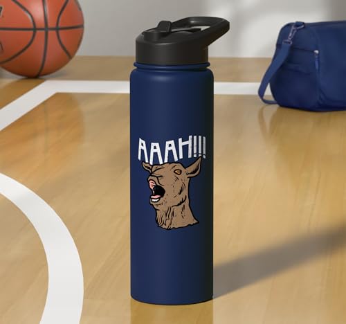 Goat Aaah Bleating Scream Animal Lover Farmer Men Women Kids Stainless Steel Insulated Water Bottle - color: Navy Blue