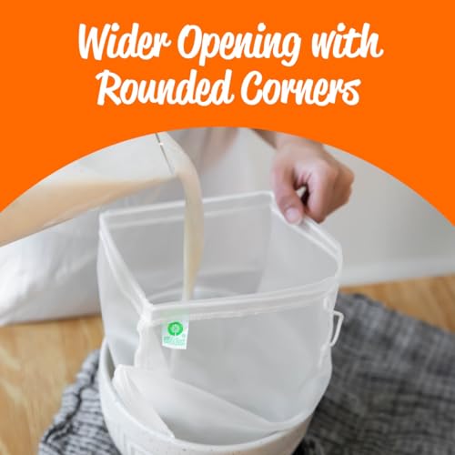 Pro Quality Nut Milk Bag 2 Pack - 12"X12" XL Bags - Commercial Grade Reusable All Purpose Food Strainer - Food Grade BPA-Free - Ultra Strong Nylon Mesh - Almond Milk, Juices, Cold Brew Recipes Videos