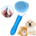 Aogeili Self-Clean Slicker Brush, Deshedding Comb for Dogs Cats Rabbits | One-Click Release Removes Loose Undercoat, Mats & Tangles, for Long & Short Hair Shedding Pets - color: Blue