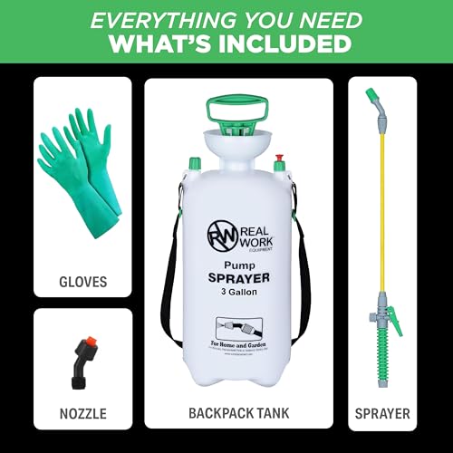 REALWORK 3-Gallon Handheld Tank Sprayer with Carry Handle and Shoulder Strap for Pests & Weeds, Watering Garden, and Spraying Plants, in Translucent White - size: 3 gallon