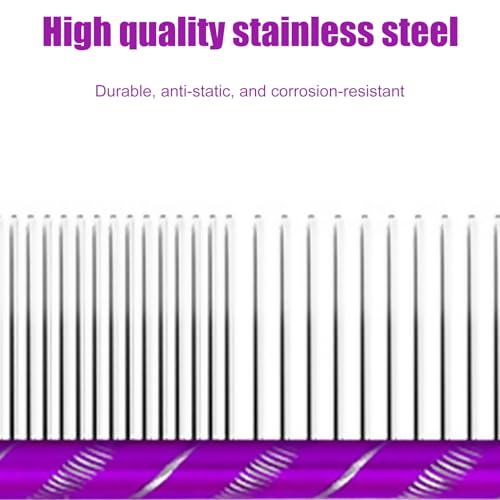 Fearless Alpaca Metal Pet Comb for Grooming Cats and Dogs (Purple) - Purple, Blue, Red, and Gold Colors Available - 8 Inch Length - Rounded Spine - Great Tool for Mats and Shedding