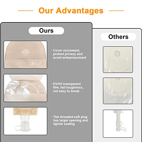 Ceeport 20 PCS Urostomy Bags with Measure Card, One Piece, Cut-to-Fit | Drainable Pouches, Ostomy Supplies for Colostomy, Ileostomy, Stoma Care