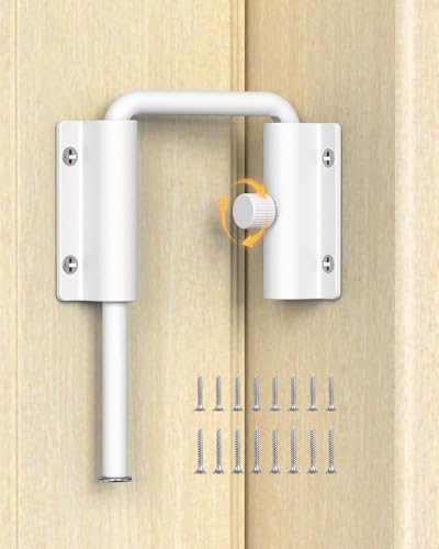 Sliding Door Loop Lock, Multi-Angle Barn Door Lock, White | Aluminum Alloy, U-Shaped Loop Latch for French/Fences/Windows/Screen/Patio Sliding Doors - color: White-1 PC