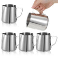 6 Pcs Milk Frothing Pitcher, Coffee Milk Frother Cup, 12oz Espresso Milks Frothing Pitcher with Measurement Marks, Stainless Steel Coffee Jug for Latte Art & Cappuccino, Silver
