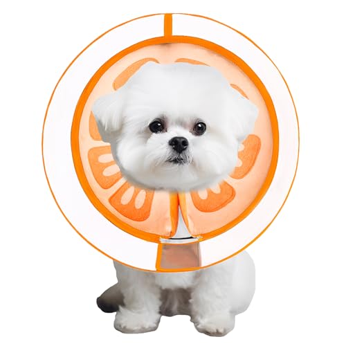 Inflatable Dog Cone Collar for Large Medium Small Dogs, Soft Dog Donut Collar Adjustable Recovery Cone for Pets After Surgery, Extra Enhanced Anti-Licking Guard Shield for Pets (Medium, Orange) - color: Orange, size: Medium
