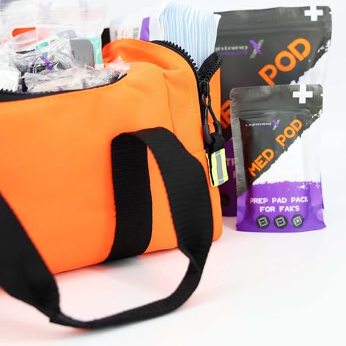 Lightning X Value Compact Medic First Responder EMS/EMT Stocked Trauma Bag w/Basic Fill Kit A - Orange - color: Orange