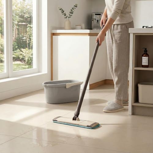 Haundry Compact Mop Bucket with Handle, Rectangular Cleaning Bucket and Caddy for Cleaning Supplies, 10L, Grey - color: Gray