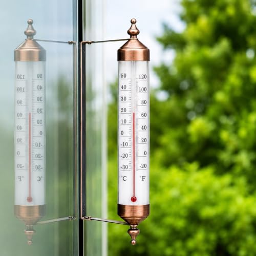 Outdoor Thermometer Waterproof for Patio Home Garden | Adjustable Angle Vintage Design 10 Inch