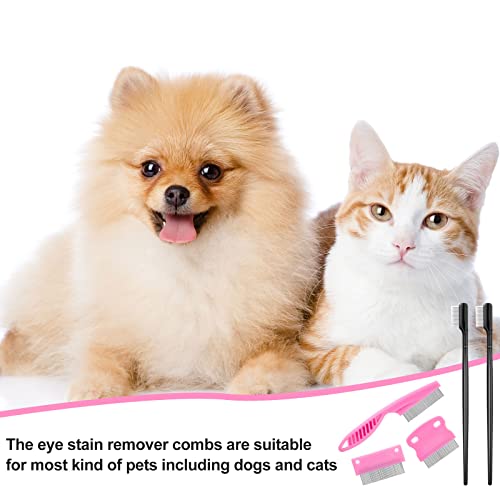5 Pieces Dog Eye Combs Tear Stain Remover Combs Pet Grooming Comb for Small Dogs Gently Removing Eye Mucus and Crust (Pink, Black) - color: Pink, Black