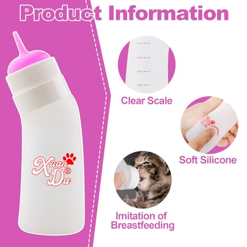Pet Feeding Nipple with Syringe, Soft Silicone Nursing Pet Feeding Bottle, Ventilation Valve Resistant Tearing for Puppies, Kittens, Rabbit, Small Wildlife (M Nipple,Pink) - color: Pink-M Size