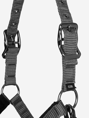 LeMieux Vogue Fleece Headcollar - Halter & Leadrope - Extra Padding, Adjustable at Curb and Poll Strap - color: Black / Grey, size: cob