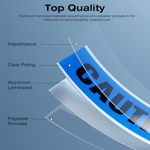 1000 Feet Caution Water Line Below Blue/Black Print Safety Tape with Above-Ground Caution Tag, 2 Inch x Foot 5 Mil, Detectable 2-Inch - style: Caution Buried Water Line