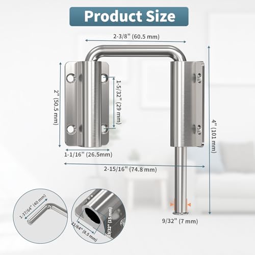 Upgraded Sliding Door Loop Lock, Barn Door Latch, Silver-1PC | 2.38″ Multi-Angle Locks for 90/180 Degree Aluminum Alloy Security Gate Latches for Fence, Window, Closet, Bedroom, Screen - color: Silver-1PC