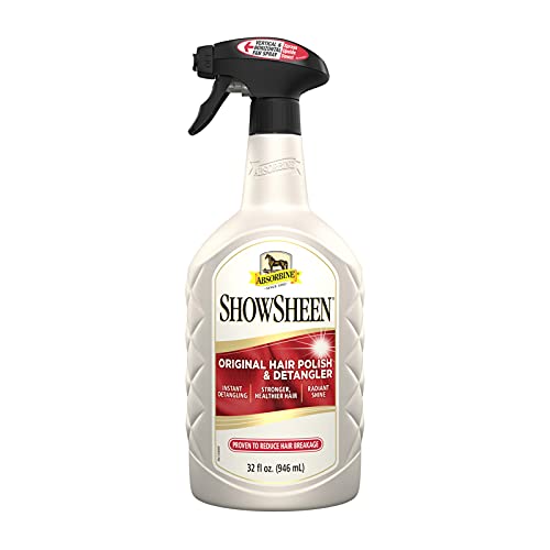 Absorbine ShowSheen Hair Polish & Detangler, 32 fl oz Quart Spray Bottle | Mane & Tail, Pro-Vitamins, Silk Proteins, Lustrous Shine, Reduces Hair Breakage, Promotes Longer Healthy Hair, Horses & Dogs - size: 32 fl oz Spray Bottle