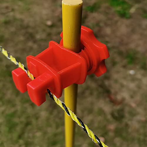 25-Pack Screw-Tight Electric Fence Round Post Insulators, Red | Wire Holding ·Two-Piece Design · Fits Round Posts · For Wire & Polywire - color: Red