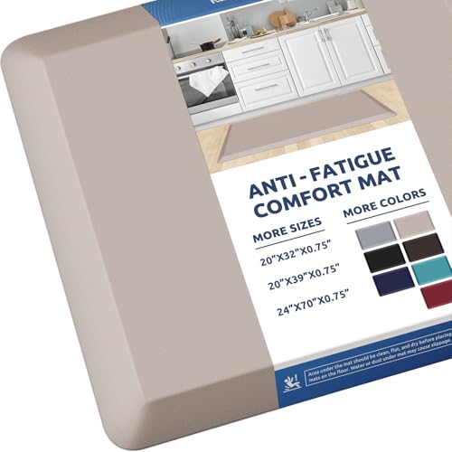 KitchenClouds 0.8" Thick Kitchen Floor Mat Cushioned Anti Fatigue (39"x20") - color: Khaki, size: 39"L x 20"W x 0.8"Th
