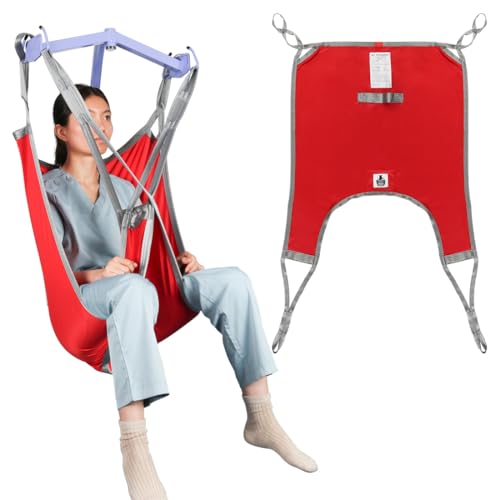 EZ Assistive Patient Lift Divided Leg Sling with Lower Back, Patient Lift Sling for Transfer and Positioning and Lifting, 500lb Weight Capacity - color: Red, size: S -Pack of 1 pc