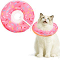 Cat Cone Collar Soft, Comfortable Cat Donut Collar After Surgery, Adjustable Elizabethan Recovery Collars & Cones to Stop Licking, Lightweight Neck Collar Soft Cone for Cats Small Dog (Pink, Large) - size: L