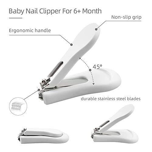 Baby Nail Clippers Set with Cute Case, Infant Fingernail and Toenail File Kit for Newborn Manicure and Pedicure, New Mom Grooming Gift - color: Bear White