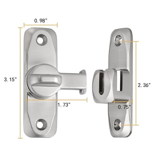 2 Packs Silver Barn Door Latches,90/180 Degree Gate Lock_B | Zinc Alloy Right Angle Door Lock Latch,Flip Gate Latches,Sliding Door Latch Lock,for Cabinets,Fence Gates,Pet Cage - color: Silver