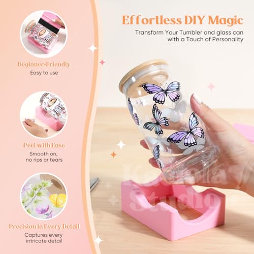 Kaciola 10 Sheets UV DTF Cup Wraps for 16 oz- Bookworm Theme UV DTF Stickers, 1 Sheet Mysterious Pattern Transfer, Rub on Transfers Stickers for 16 oz Libbey Glasses Crafting - style: Bookworm