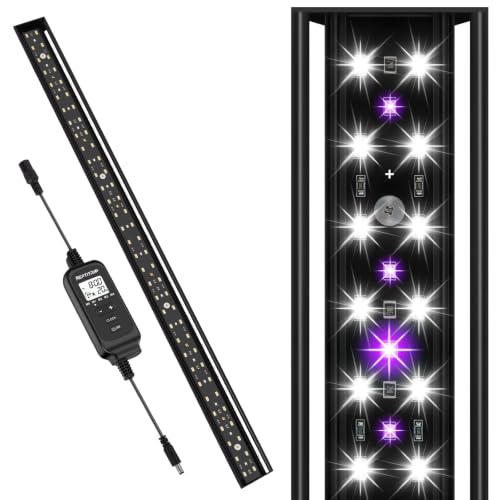 27-Inch LED UVB Reptile Light with Auto On/Off & Preset Day-Night Cycle Dimming, 4 UVI Modes Fixture Controller, 22W Aluminum UVA UVB Lamp for Bearded Dragons, Turtles & Snakes, 6500K - size: 27-INCH