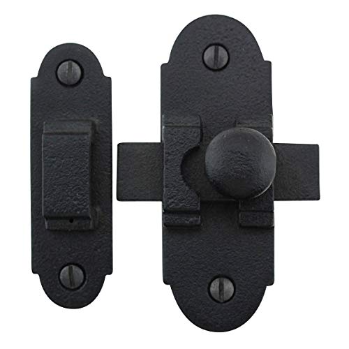 Renovators Supply Manufacturing Black Slide Bolt Door Latch 3.25" X 1.25" Antique Wrought Iron Small Metal Sliding Latches for Windows Or Cabinet Doors Rust Resistant Locks with Hardware - size: Pack of 1