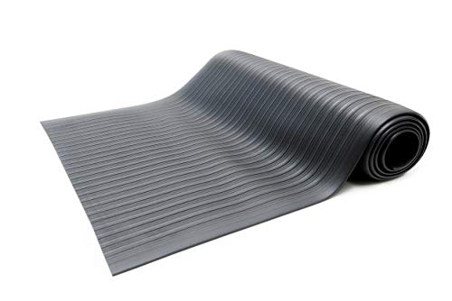 Bertech - AFRB38-3x5BLKBEV Anti Fatigue Floor Mat (Made in USA), 3 Feet Wide x 5 Feet Long x 3/8 Inches Thick, Ribbed Pattern Top, Black, Bevelled on All Four Sides, RoHS and REACH Compliant - size: 60"L x 36"W x 0.4"Th, style: Ribbed Pattern