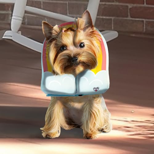 Rainbow Inflatable Dog Recovery Collar, Comfortable Cone Replacement for Pet Surgery, Protective Collars to Prevent Licking & Biting, Size Medium - size: Medium