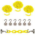 3 PCS 13 Feet Yellow Plastic Safety Barrier Chain with 6 Magnetic Hooks | Loading Dock Kit | Caution Security Chain Safety Chain for Crowd Control, Construction Site | Safety Barrier