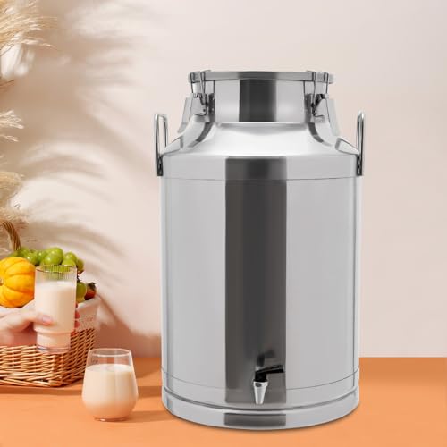 Stainless Steel Milk Can, 60 Liter Seamless Milk Jug Wine Pail Bucket with Spigot 15.85 Gallon Anti-Leak Liquid Storage Container Milk Pail with Sealed Lid for Milk and Wine (60L with Spigot) - size: 60L with Spigot