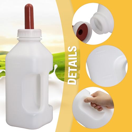 2 Quart Calf Bottle with Replacement Screw Nipple – Heavy-Duty Nursing Feeder for Baby Cattle, Lambs, Goats & Kids – Essential Livestock Supplies with Easy-Grip Handle & Anti-Leak Design