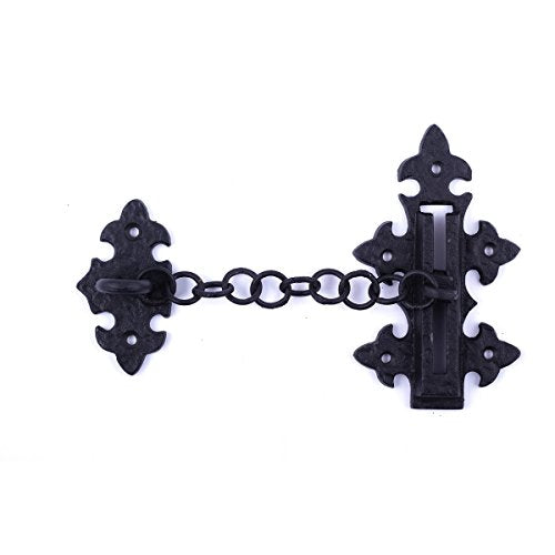 Renovators Supply Manufacturing Door Chain Lock 5 in Black Wrought Iron Chain Door Latch with Mounting Hardware - size: Pack of 1, style: 5 inch - Chain Style