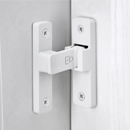 Matte White 90 Degree Zinc Alloy Barn Door Latch, Flip Gate Lock | Sliding Door Latch,Right Angle Door Lock,for bedroom,garage,balcony,barn,bathroom,drawer,window,cabinet,pet enclosures - color: Matte White_90 Degree