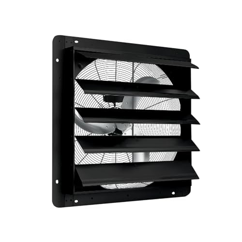 IDEALHOUSE 20 Inch Shutter Exhaust Fan, Wall Mounted Aluminum Vent Fan with Automatic Shutter, 3500 CFM High Speed Airflow for Garage, Attic, Workshop, Greenhouse