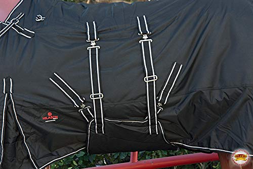 Black 69 in HILASON 1200D Winter Waterproof Poly Horse Turnout Blanket Belly Wrap - color: Black, size: 69 In