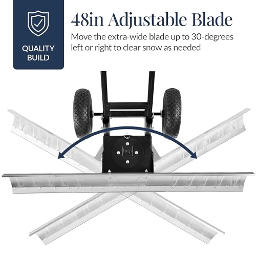 Best Choice Products 48in Heavy-Duty 2-Wheel Snow Pusher Hand Plow for Snow Removal w/Wheels, Adjustable Handle, Blade Angle - Silver - color: Silver, size: XL 48in w/Wheels