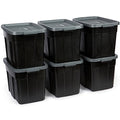 Rubbermaid Roughneck Tote Durable 18 Gallon Stackable Plastic Storage Containers with Lids and Easy Carry Handles, Pack of 6, Black/Cool Gray - size: 18 Gal - 6 Pack