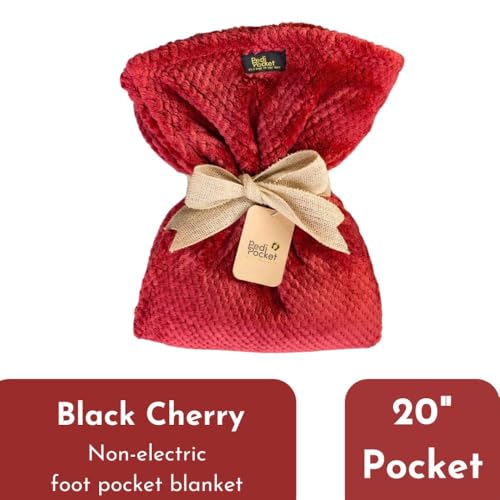 50"x70" Black Cherry Foot Pocket Blanket Plush Fleece Non-Electric - color: Black Cherry