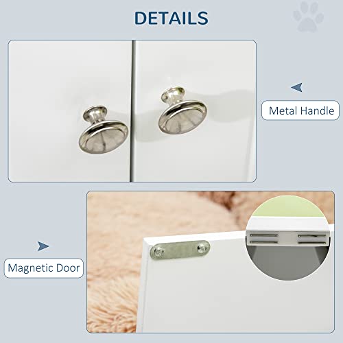 PawHut Large Elevated Dog Bowls with Storage Cabinet Containing Large 44L Capacity, Raised Dog Bowl Stand Pet Food Bowl Pet Feeding Station, White | Raised Dog Bowl Stand, Pet Feeding Station - color: White